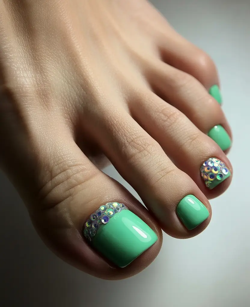 fall-pedicure-colors-2025-mint-glitter-fade