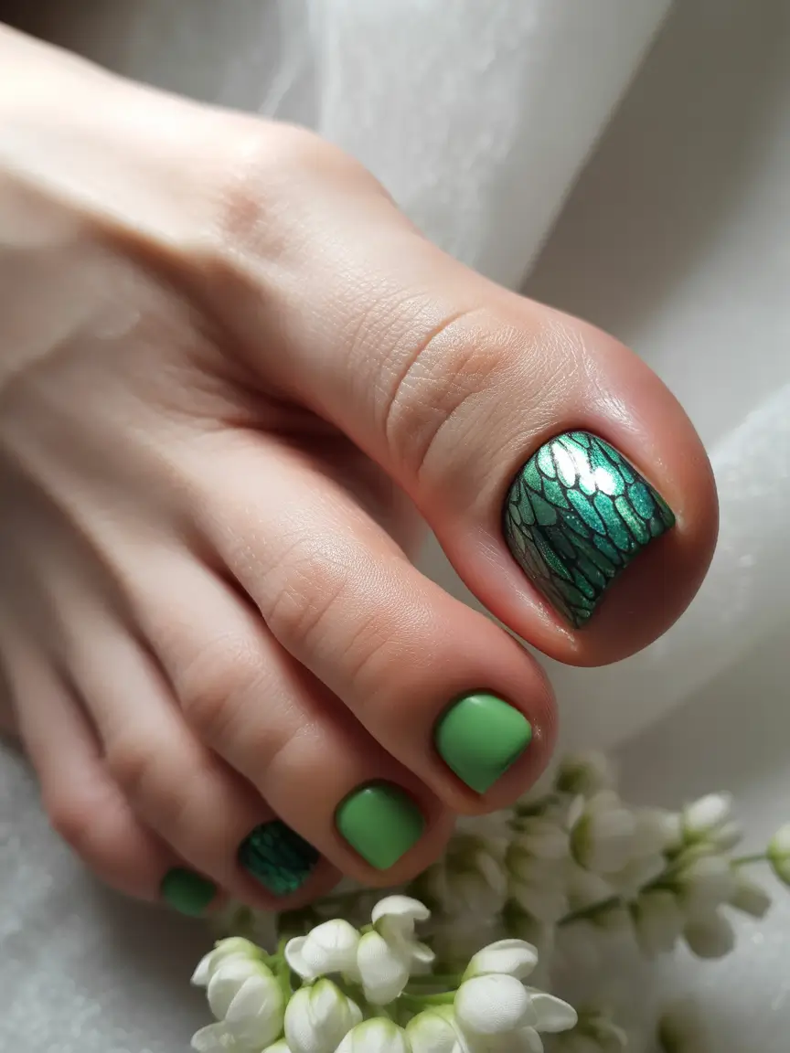 fall-pedicure-colors-2025-emerald-dragon-scale