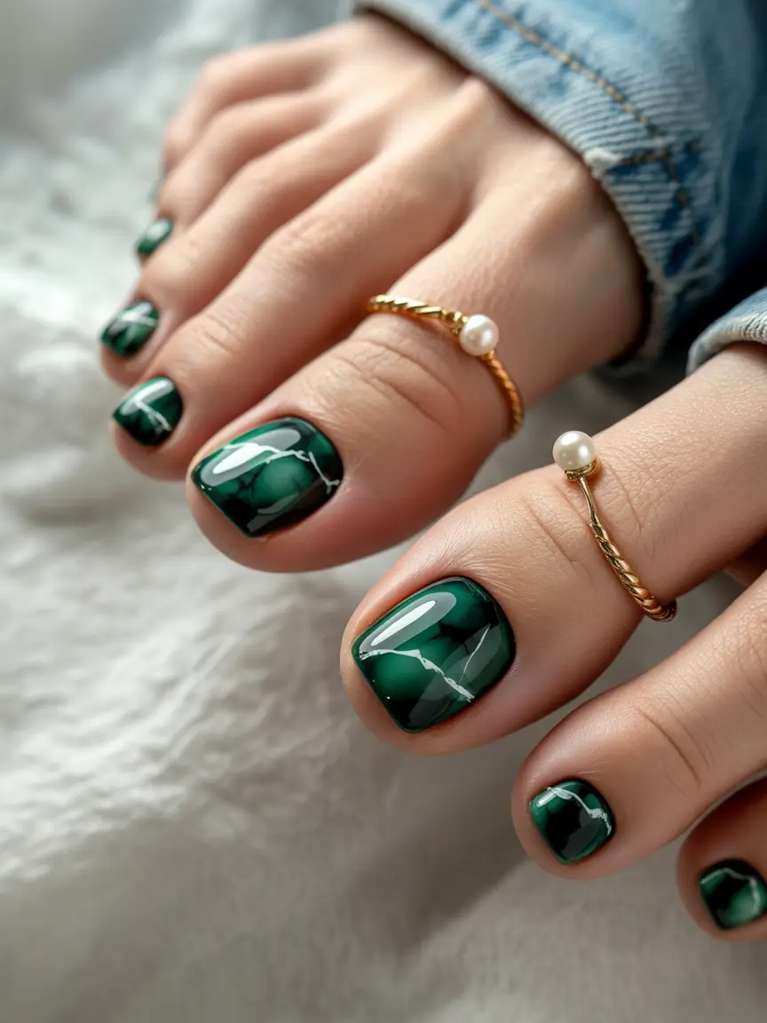 fall-pedicure-colors-2025-Moody-Green-Marble-That-Means-Business