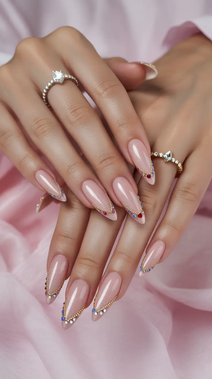 Fall Rhinestone & Embellished Nails 2025 Regal Stiletto Shine