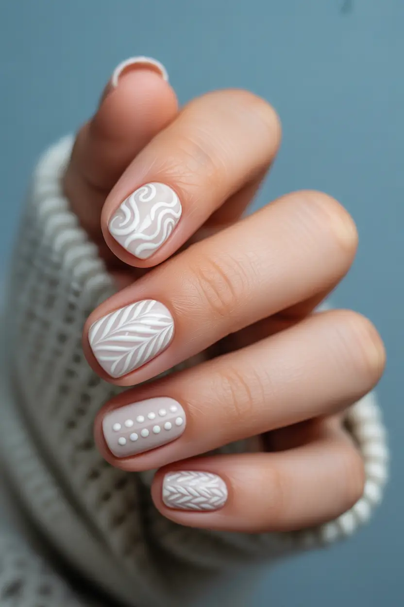 Fall Sweater Nails 2025 Playful Creamy Neutrals