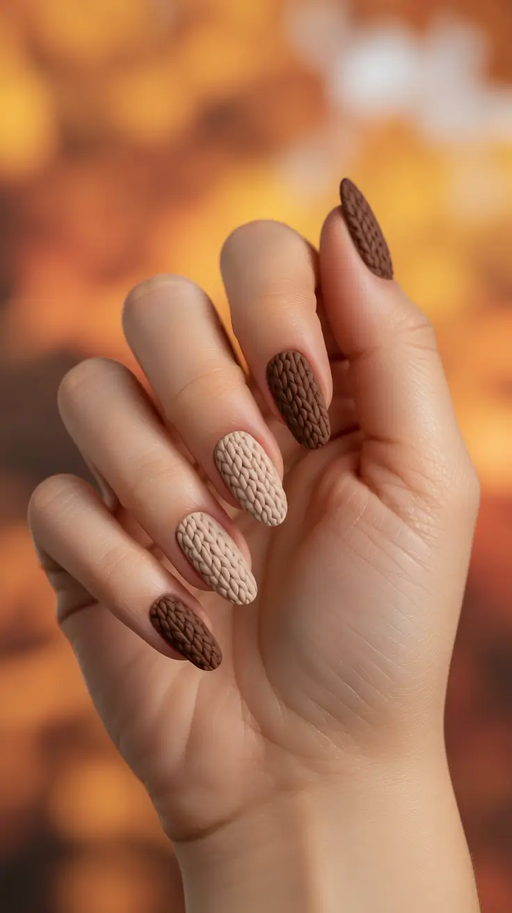 Fall Sweater Nails 2025 Warm Cocoa Duo