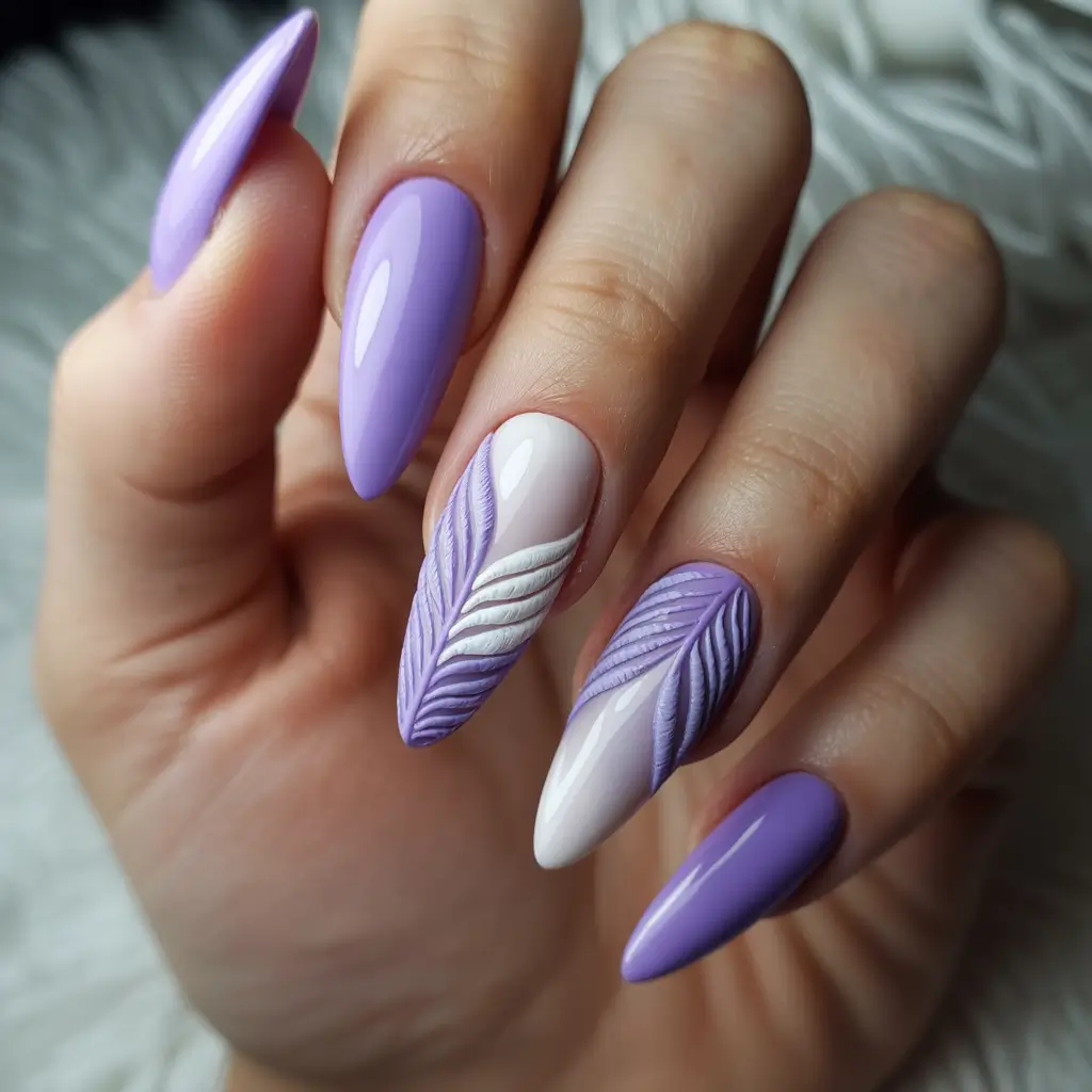 Fall Sweater Nails 2025 Lavender Knitted Art with Glossy Accents