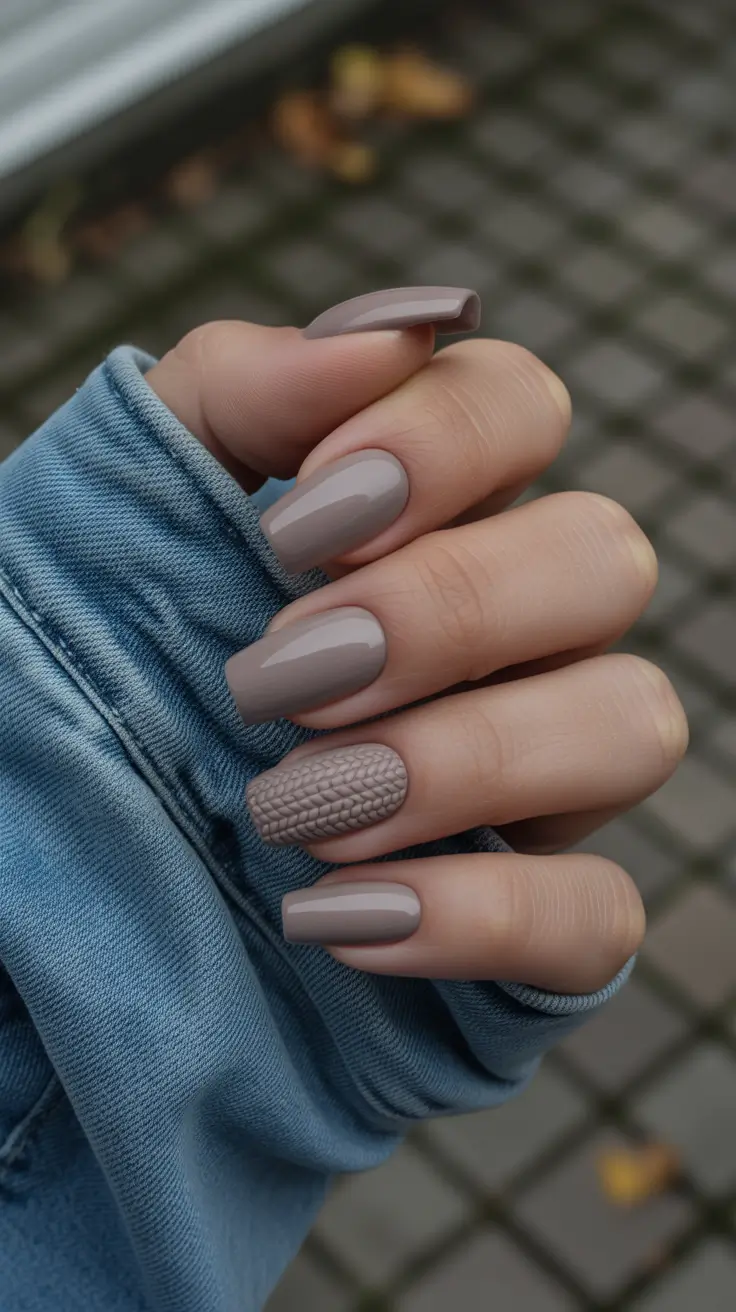 Fall Sweater Nails 2025 Taupe Minimalism with Texture