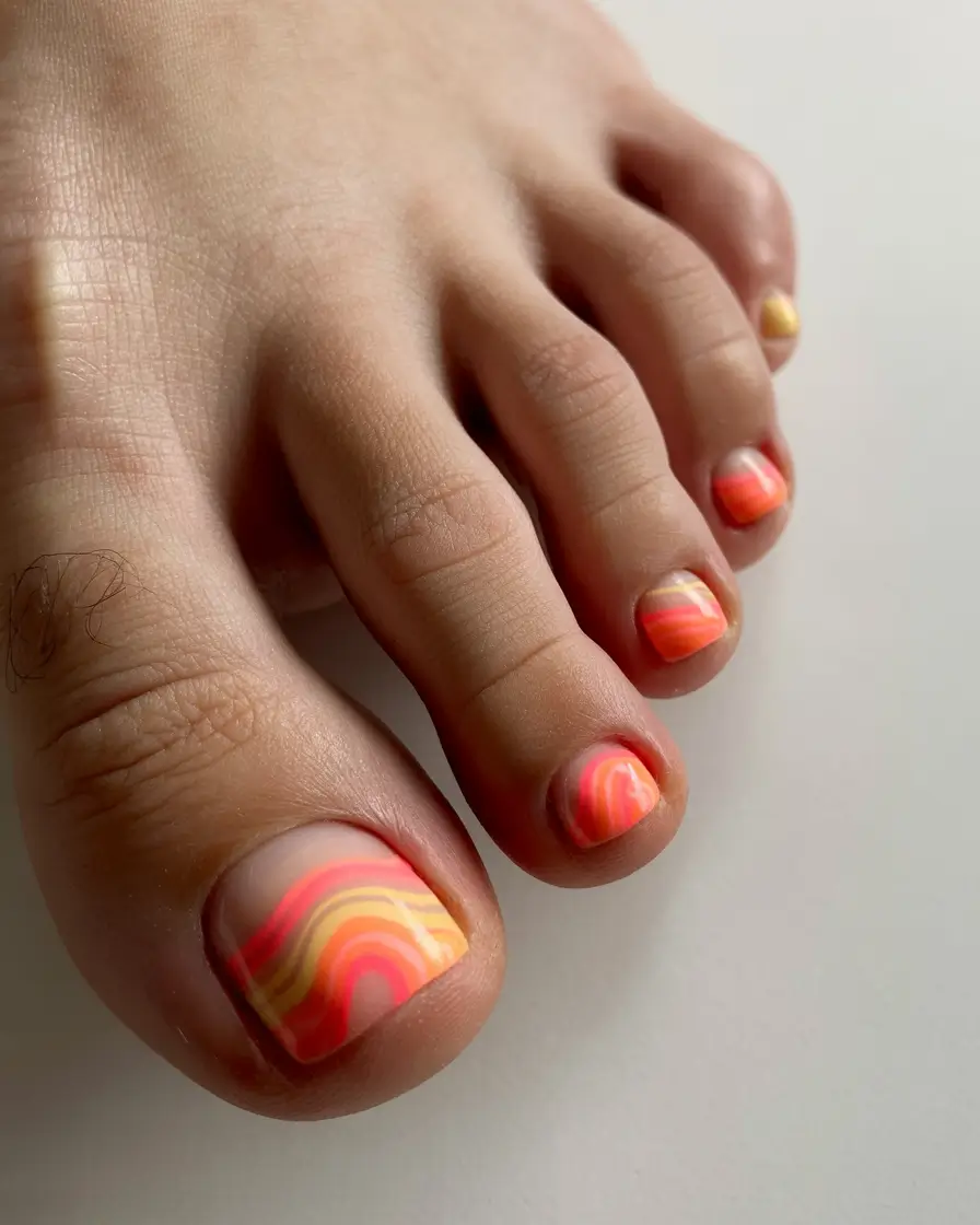 Fall Toe Nail Colors 2025 Sunset Retro Waves