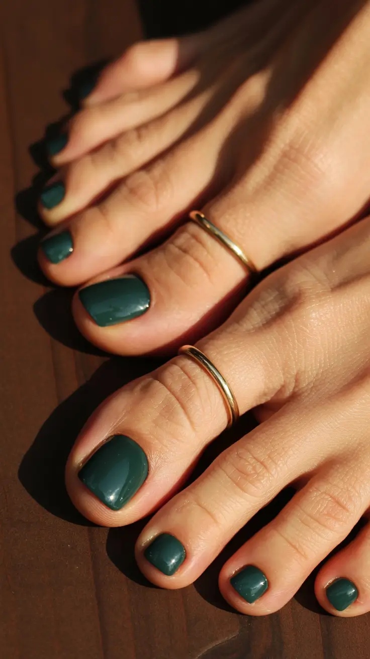 Fall Toe Nail Colors 2025 Teal Depths in a Glossy Finish