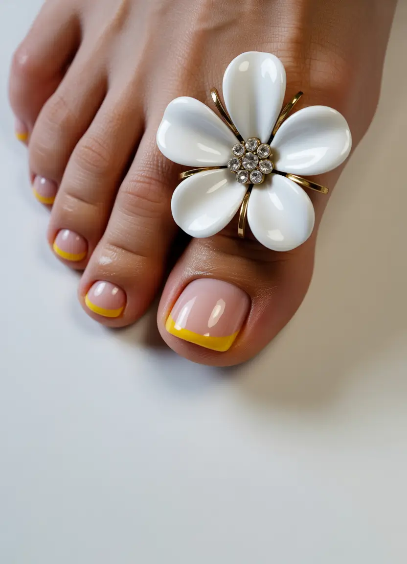 Fall Toe Nail Golden Sun-Tipped French