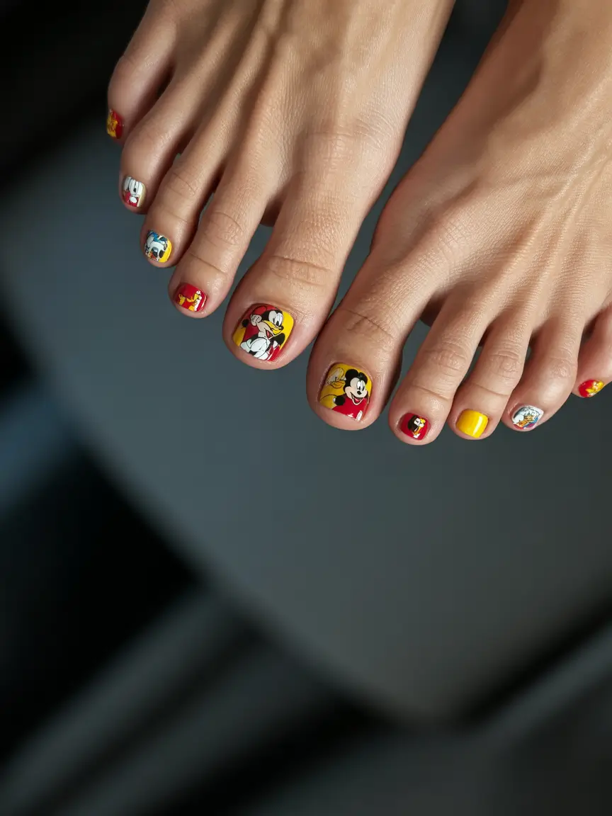 Fall Toe Nail Disney Days in Autumn Red