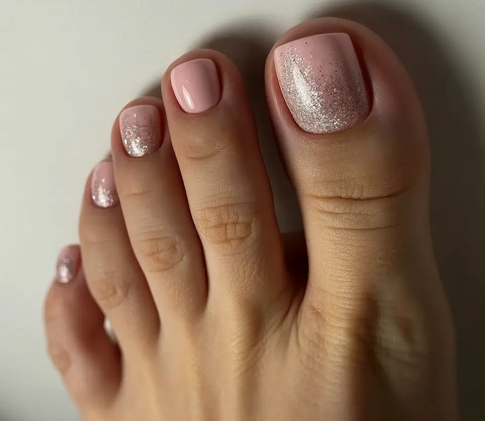 Fall Toe Nail Frosted Rose Glow