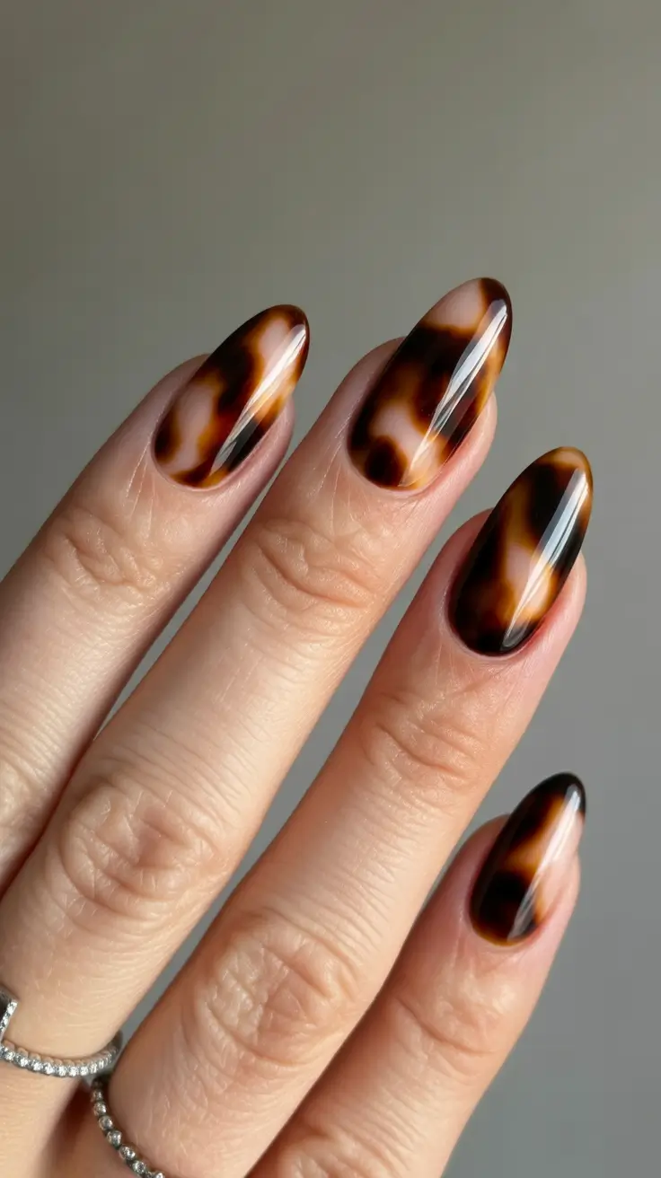 Fall Tortoiseshell Nails 2025 Rounded Classic Tortoiseshell