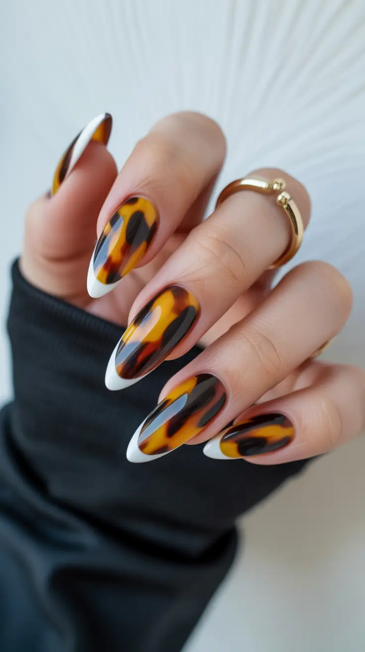 Fall Tortoiseshell Nails 2025 French Twist on Tortoiseshell