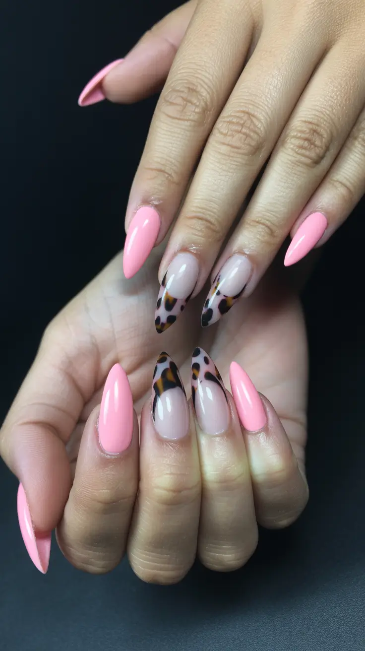 Fall Tortoiseshell Nails 2025 Pink Meets Tortoiseshell French