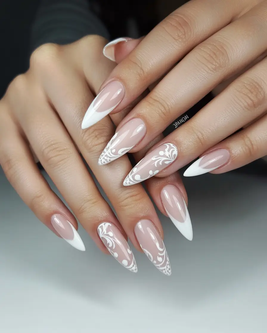 fall wedding nails 2025+Floral Filigree and Bridal Grace