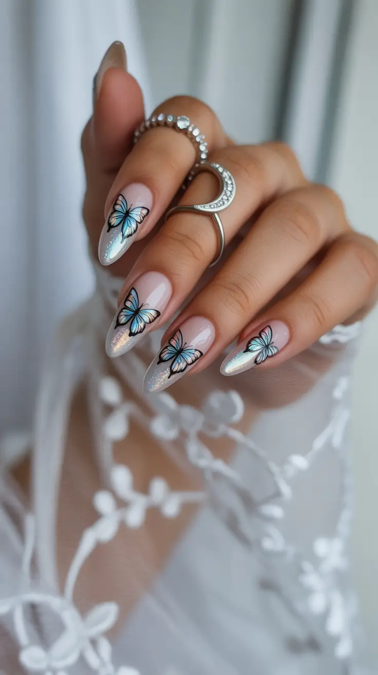 fall wedding nails 2025+Butterfly Glow for a Fall Fairytale