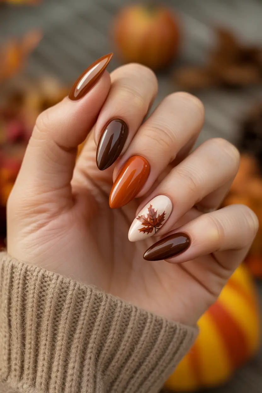 minimalist fall nails 2025 Mocha Maple Statement