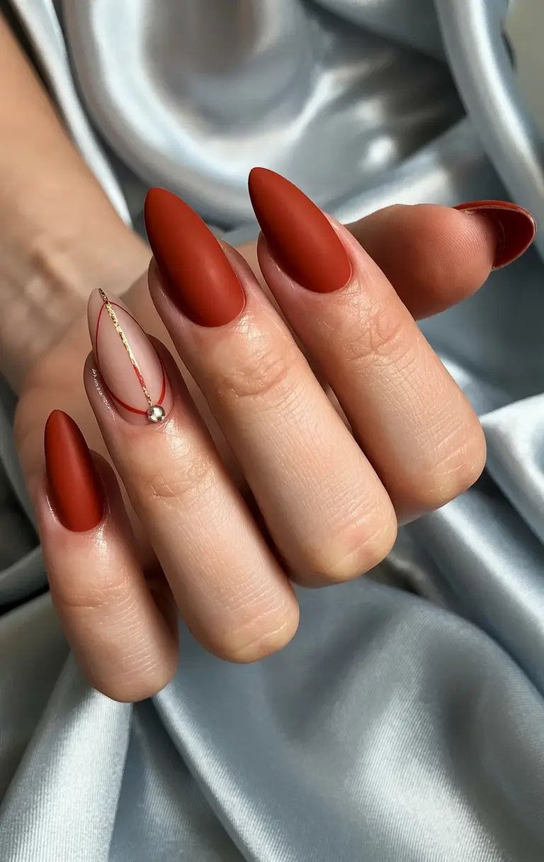 minimalist fall nails 2025 Rust Almond Minimalism