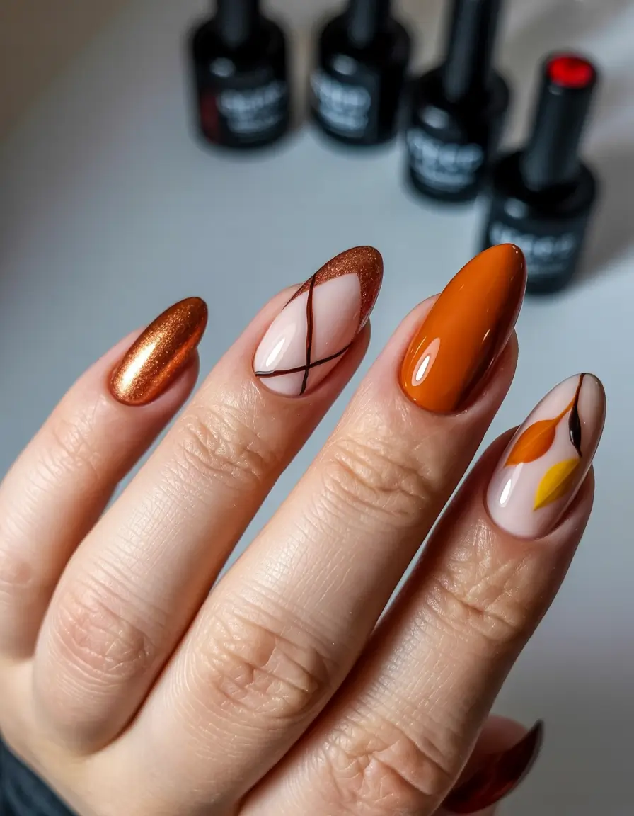 minimalist fall nails 2025 Autumn Graphic Chic