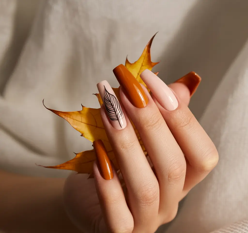 minimalist fall nails 2025 Golden Maple Minimalism