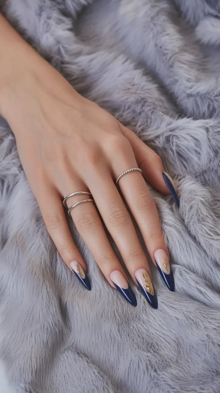 Navy Blue Fall Nail Ideas 2025 French Twist