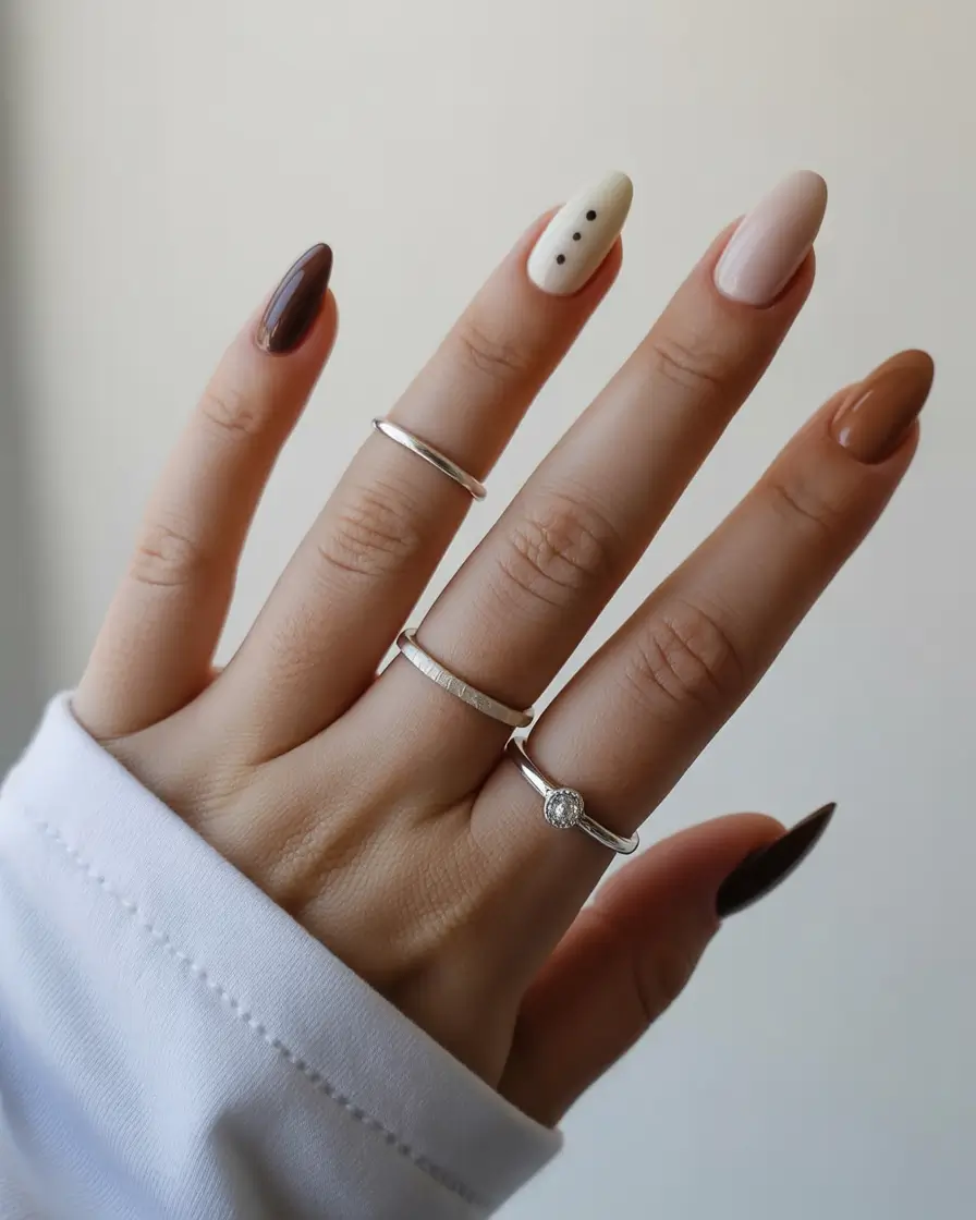 neutral fall nails 2025 Modern Mix-and-Match Neutrals