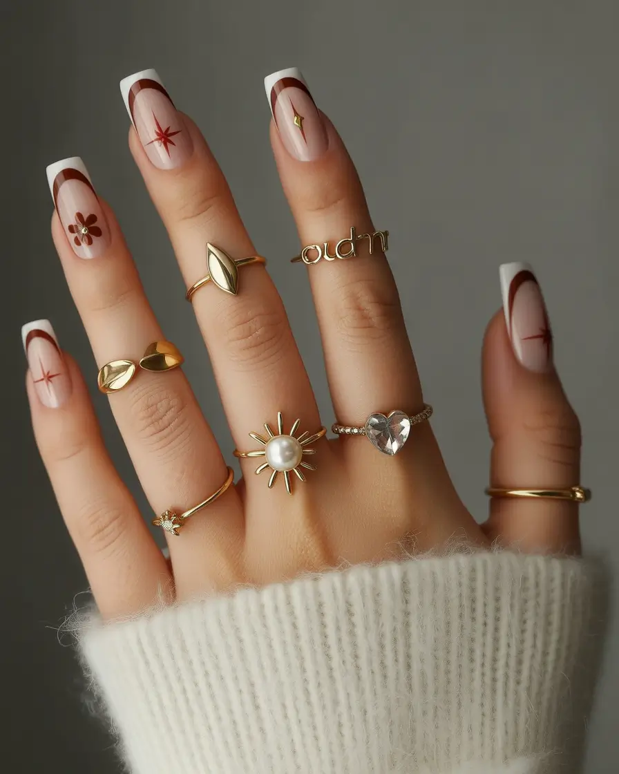 neutral fall nails 2025 Autumn French Tips