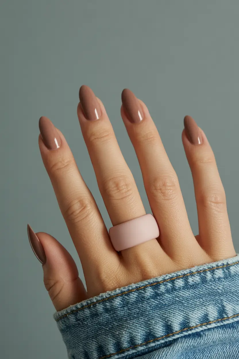 neutral fall nails 2025 Soft Taupe Gradient