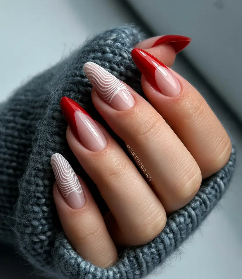 neutral fall nails 2025 Crimson Edge Drama