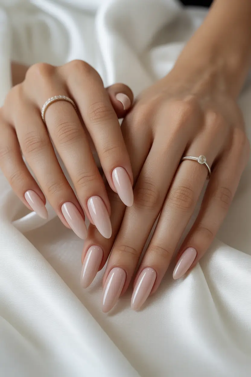 neutral fall nails 2025 Elegant Blush Almond