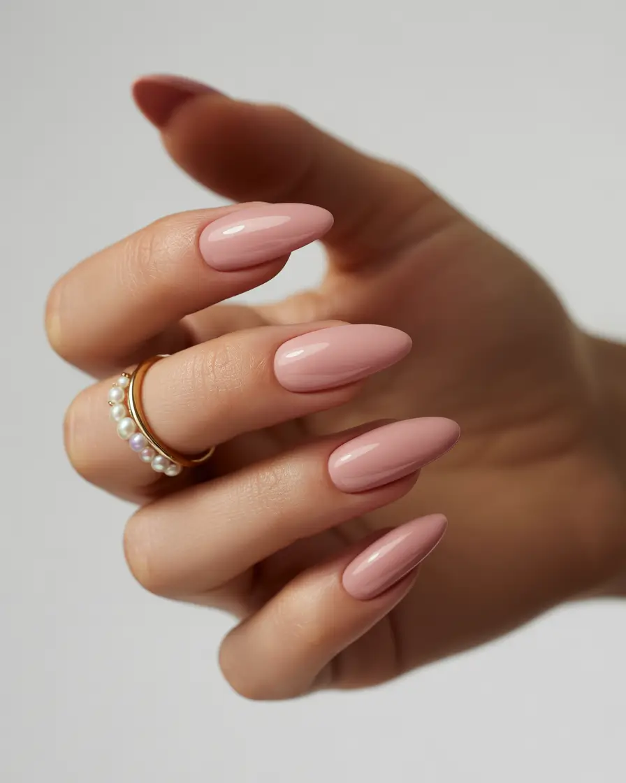 neutral fall nails 2025 Rosy Almond Sophistication