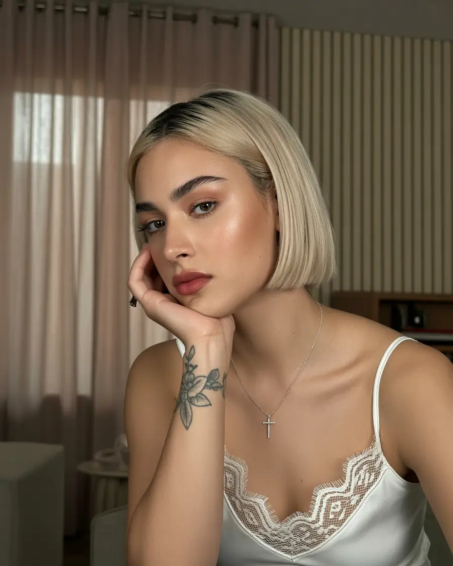 October-haircuts-2025-Platinum-Sleek-Bob