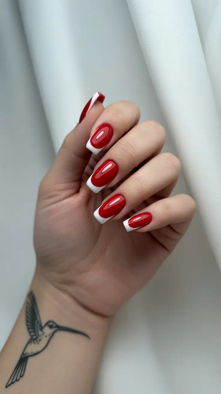 October nails color ideas 2025 Crimson French Twist