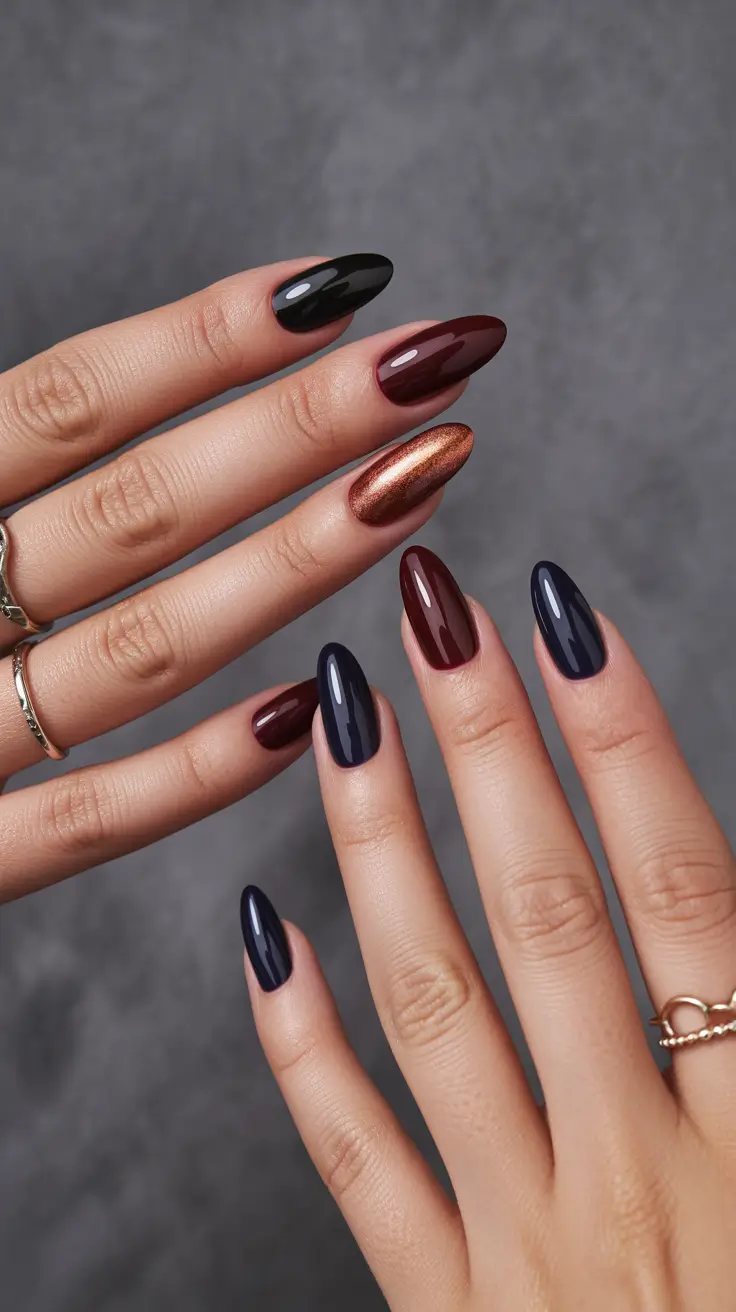 October nails color ideas 2025 Autumn Jewel Palette