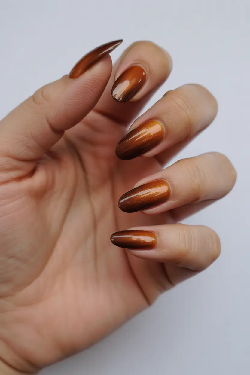 October nails color ideas 2025 Copper Ombre Glow