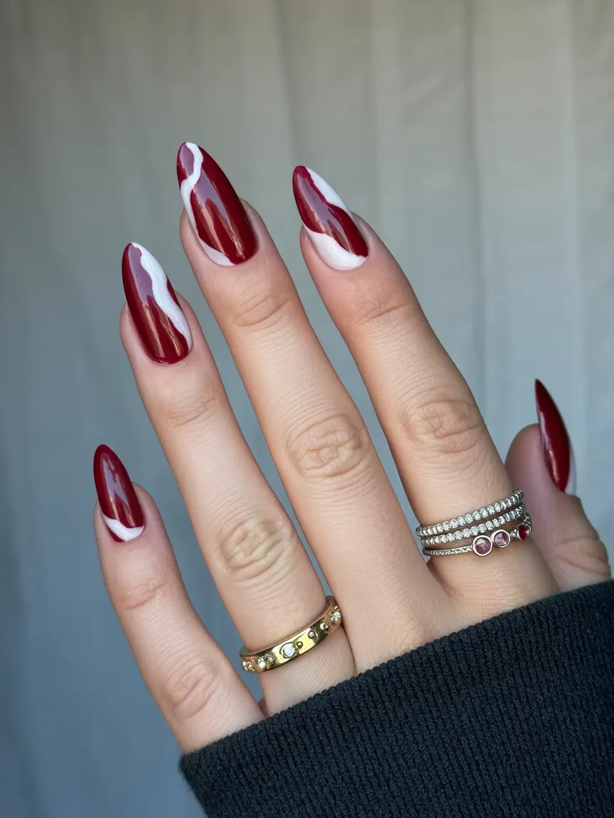 October nails color ideas 2025 Crimson Waves