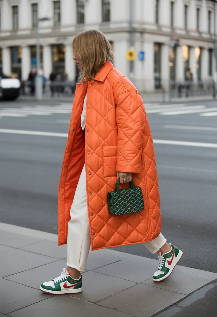 October outfits 2025 Modern Quilted Orange with Green Accents