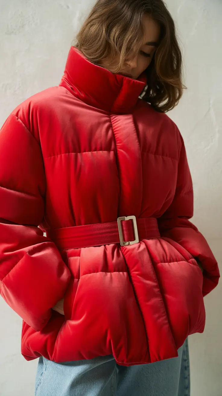 October outfits 2025 The Power of a Red Belted Puffer