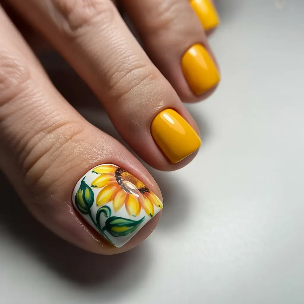 October toe nails ideas 2025 Sunflower Brights