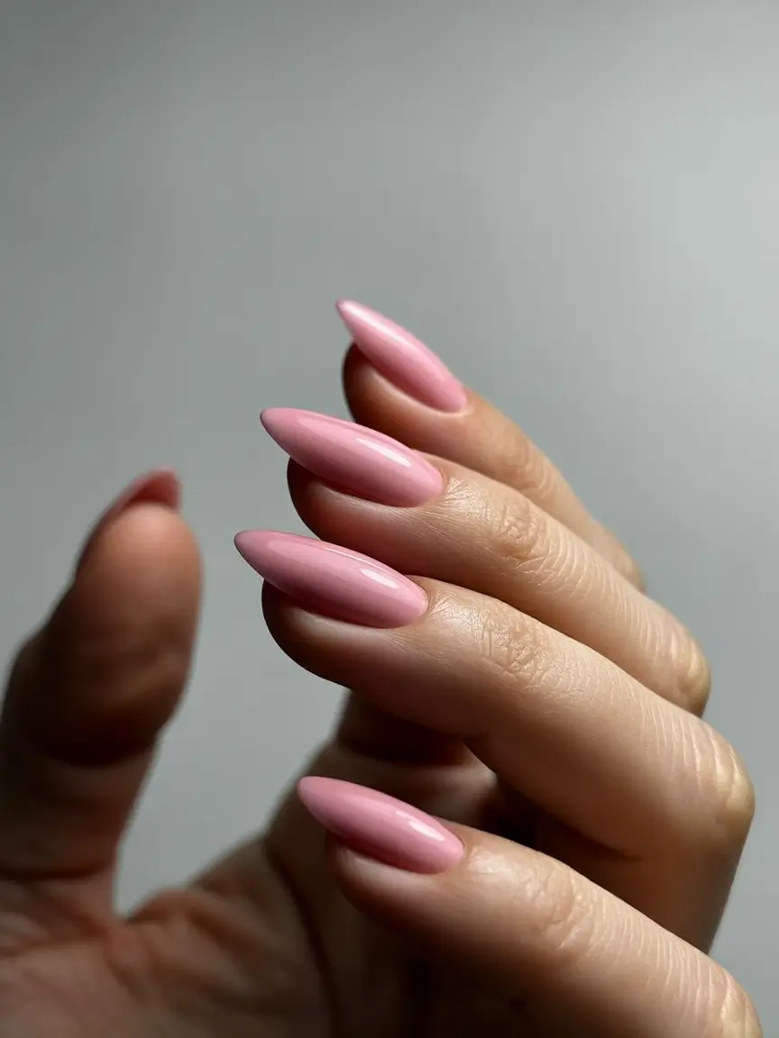 pink fall nails 2025 soft almond minimalism