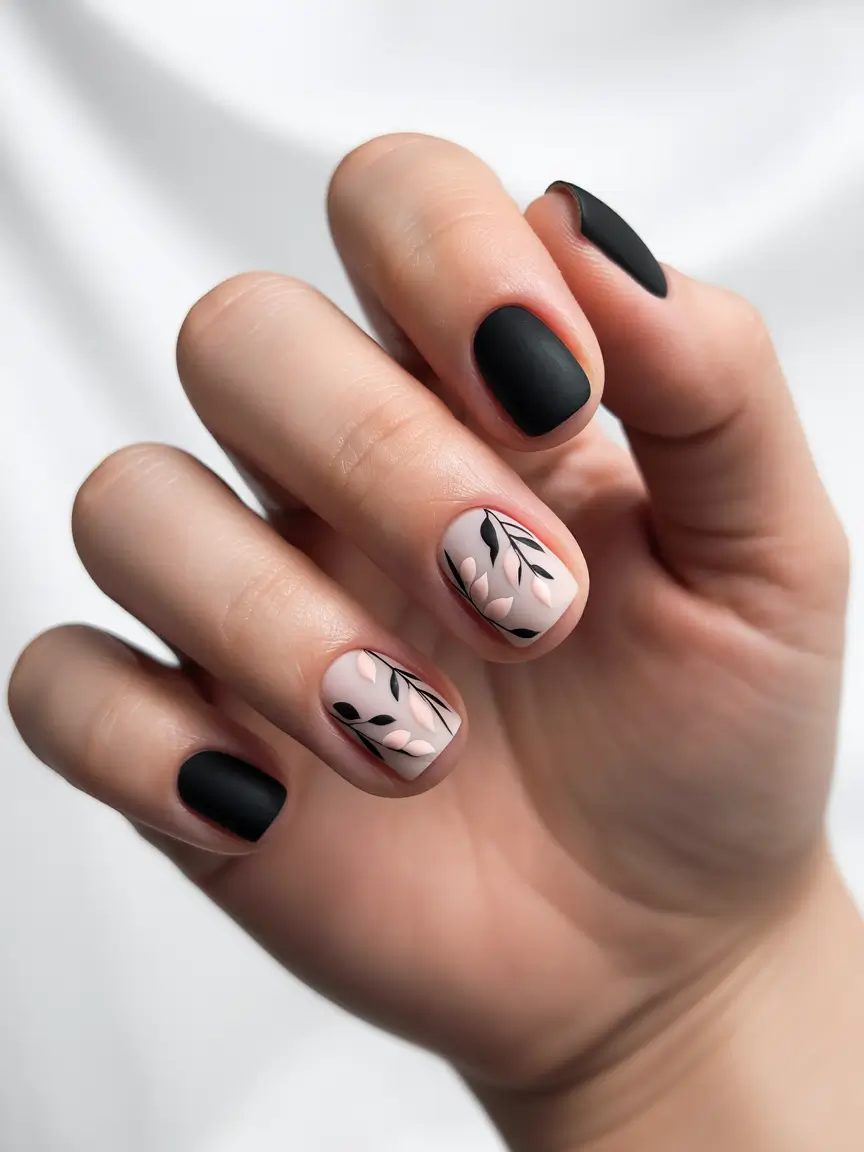 short fall nails Matte Noir Botanicals