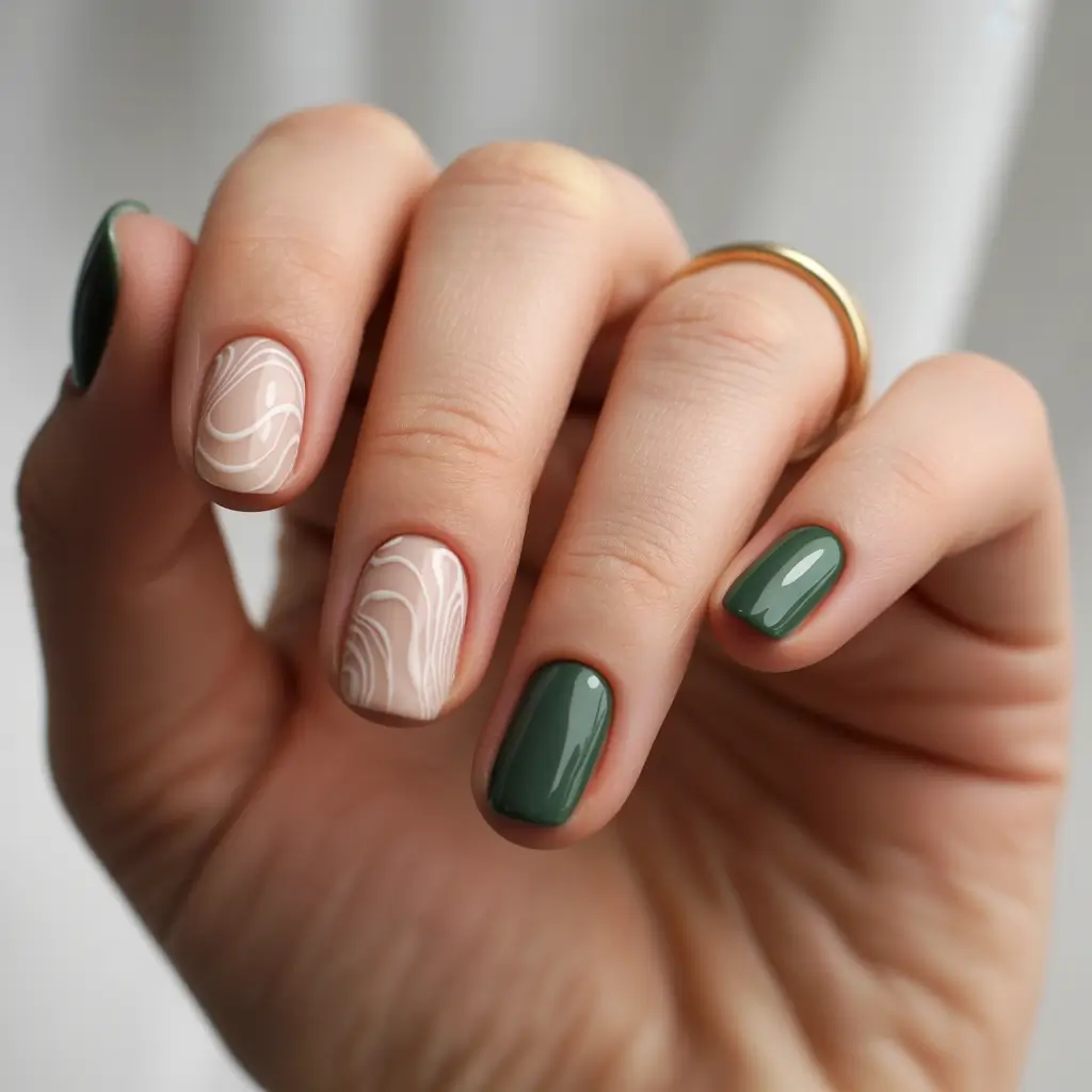 short fall nails trends 2025 Marble Meets Moss