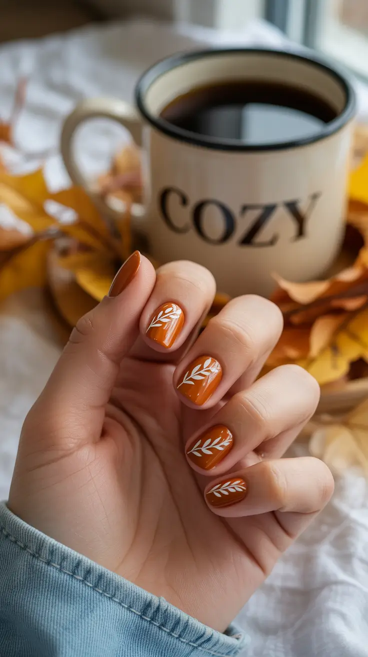 short fall nails Rustic Cozy Leaves