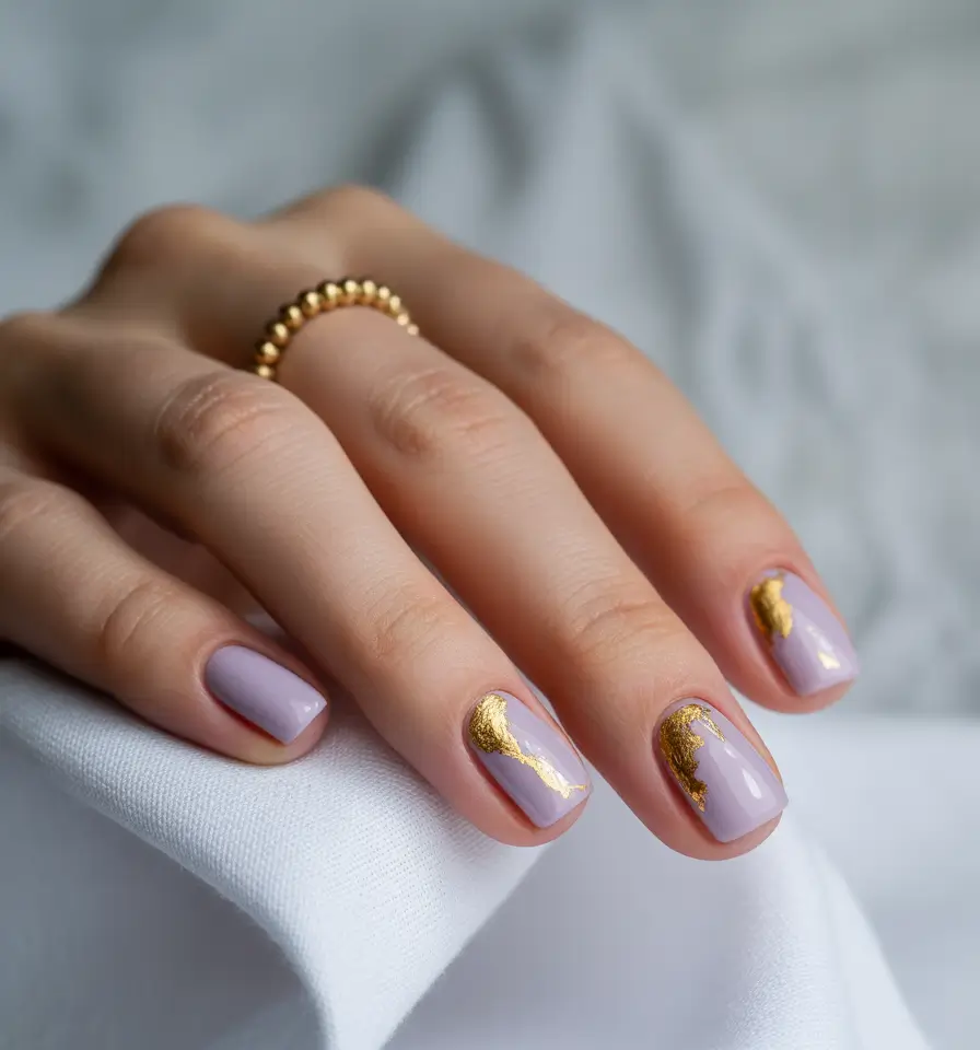 short fall nails Lavender Luxe Foil