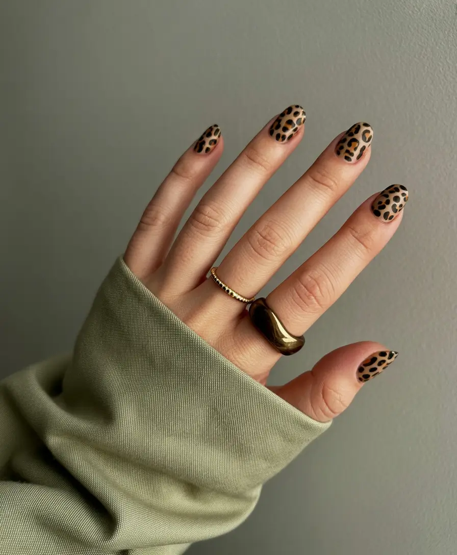simple fall nails Classic Leopard for Autumn Days