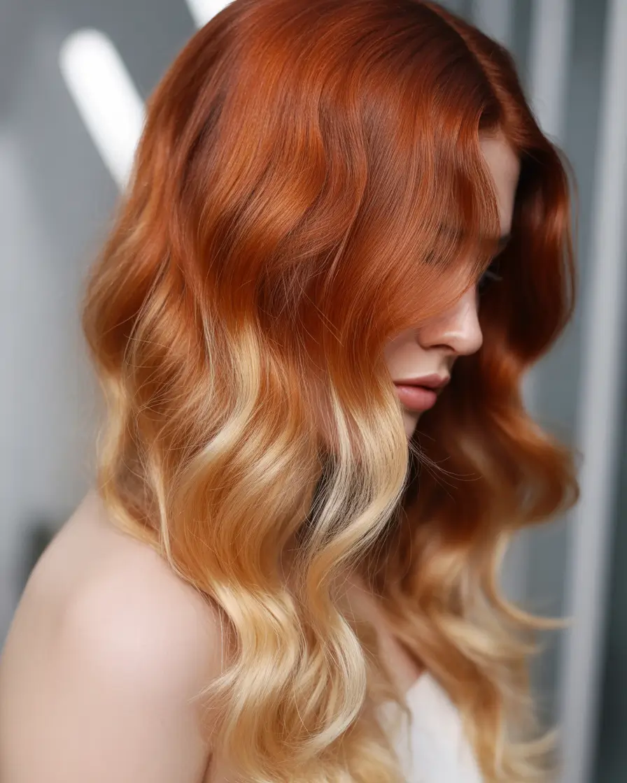 Warm fall hair color 2025 Amber-to-Blonde Melt