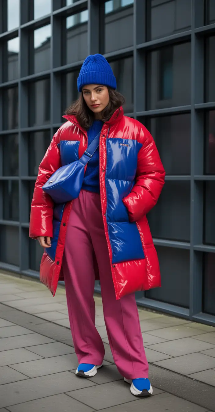 winter outfits 2025-2026 Power Pop Layers in Primary Colors