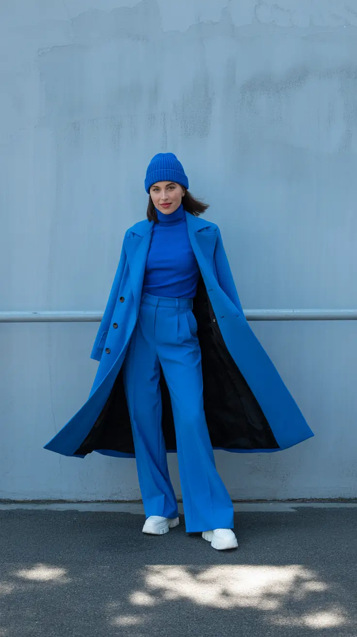winter capsule wardrobe 2025-2026 Electric Blue Tailoring in Winter Light