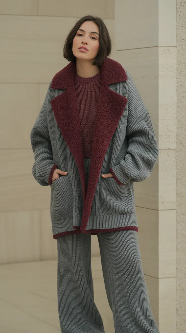 comfy winter outfits 2025-2026 Knitted Comfort In Two Tones