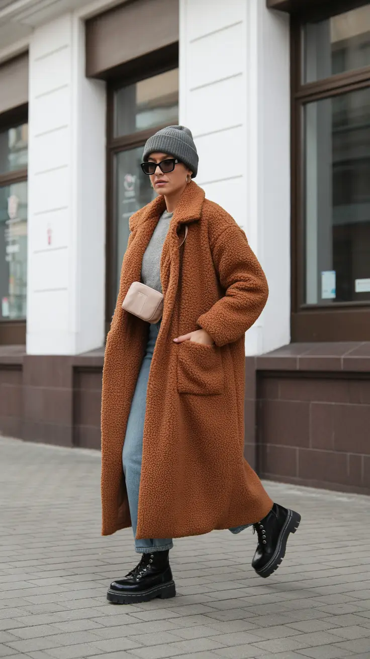 comfy winter outfits 2025-2026 Teddy Coat Coolness