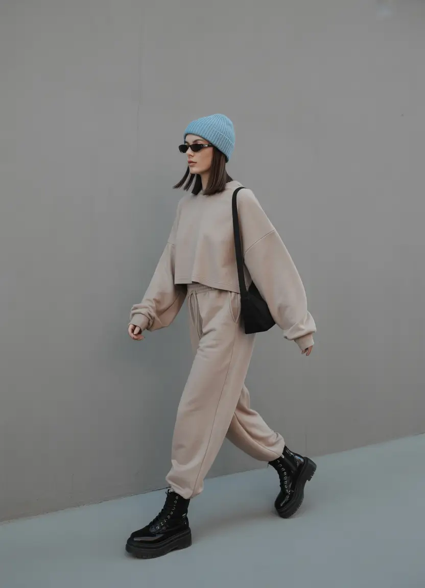 casual winter outfits 2025-2026 Relaxed Neutrals with Blueberry Frost