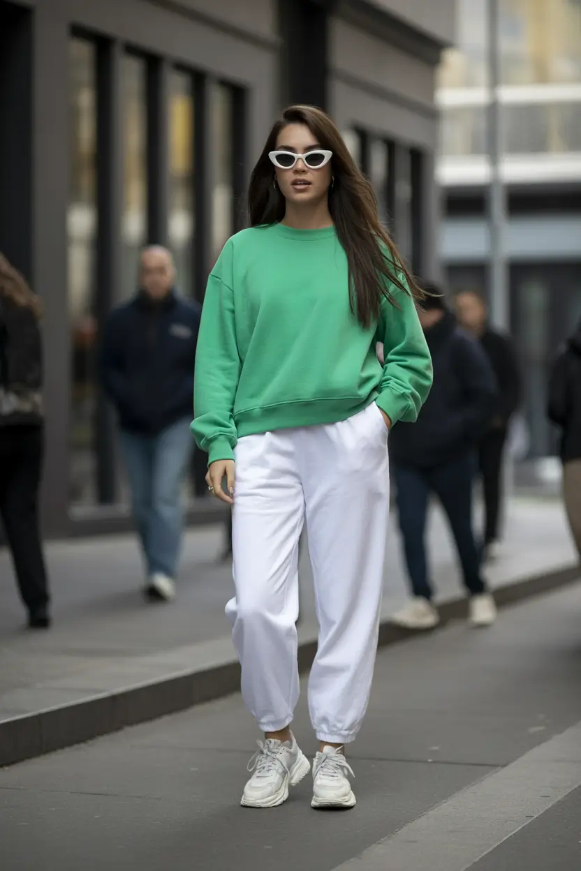 casual winter outfits 2025-2026 Crisp Clean Layers with a Minty Pop